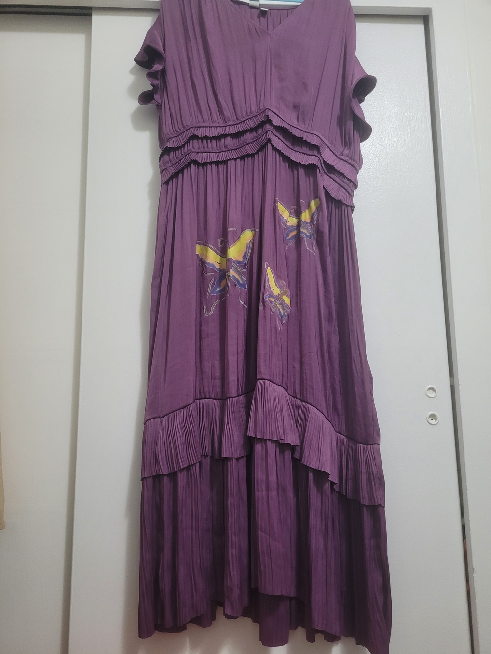 Girls' Purple Flutter Butterfly Tiered Dress